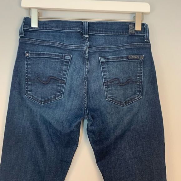 7 For All Mankind Dark Wash Straight Leg Jeans - Picture 4 of 7